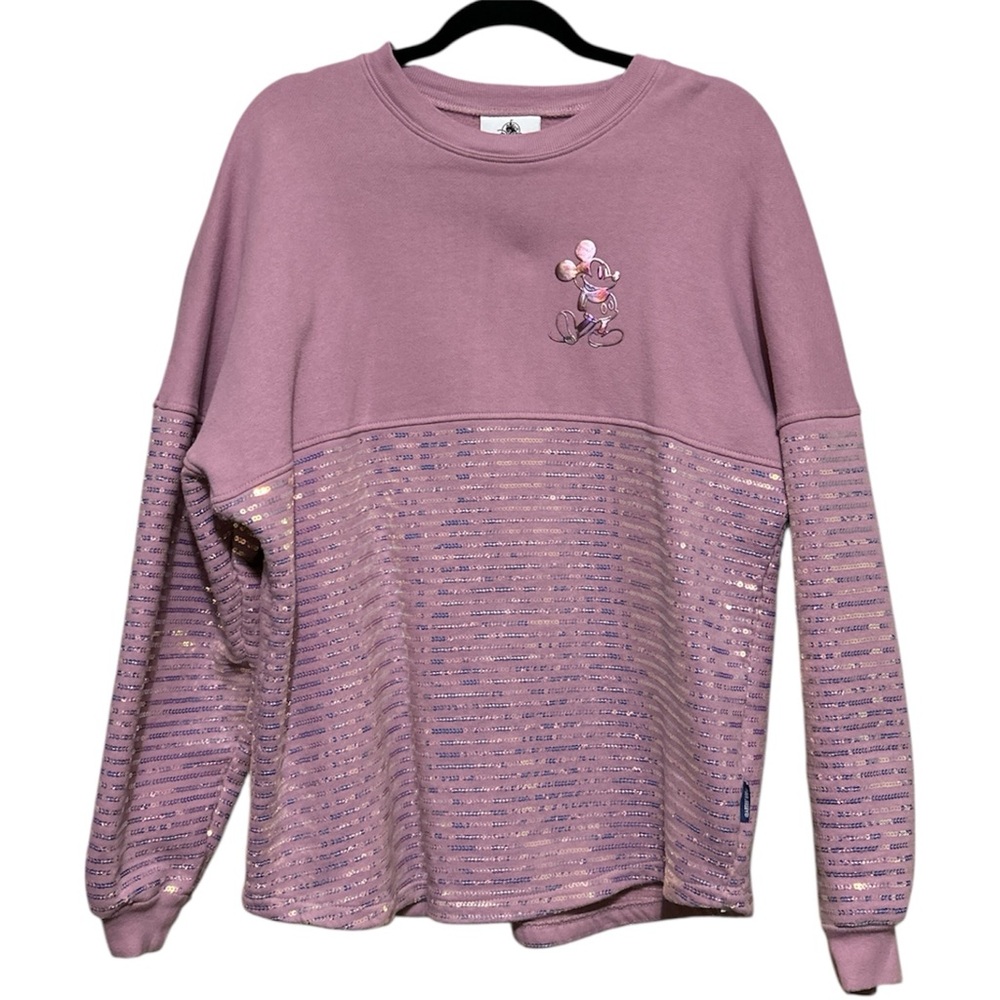 Disneyland Resort Iridescent Purple Sequin Spirit Jersey Mickey Mouse Sz M